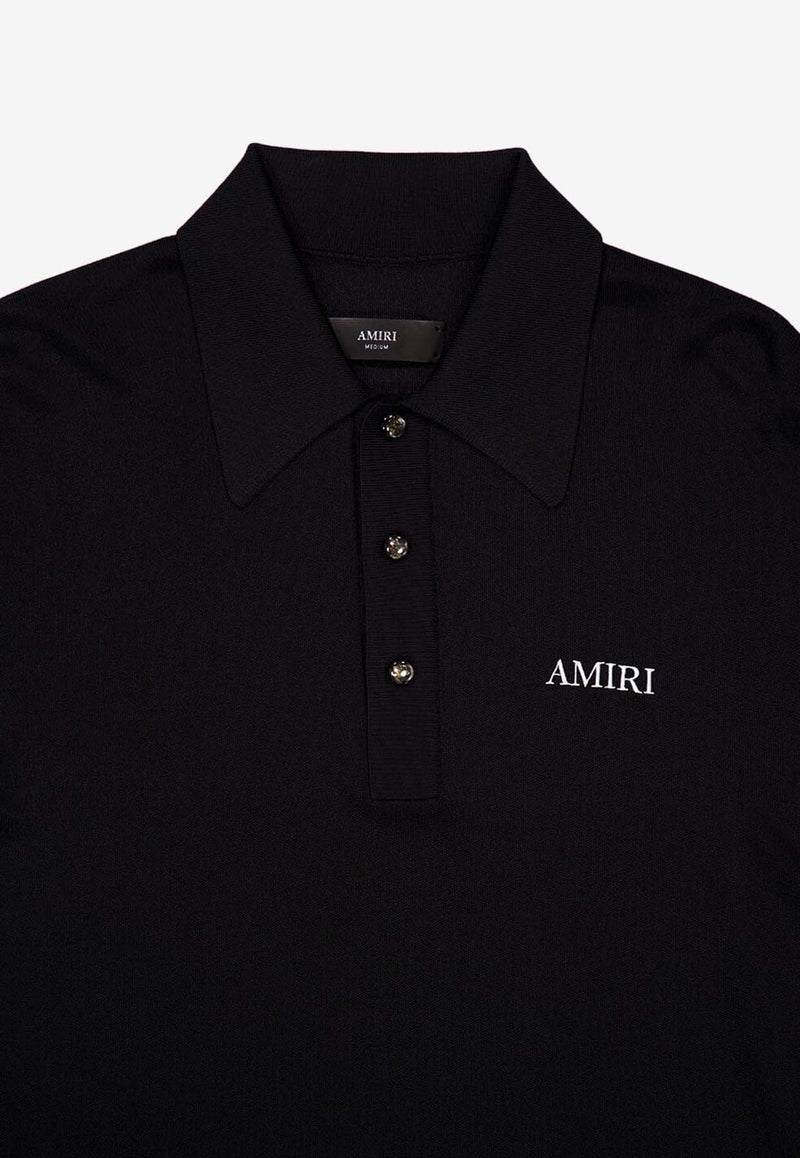 Amiri Logo Embroidered Polo T-shirt Black AMKNPO1067_BLACK