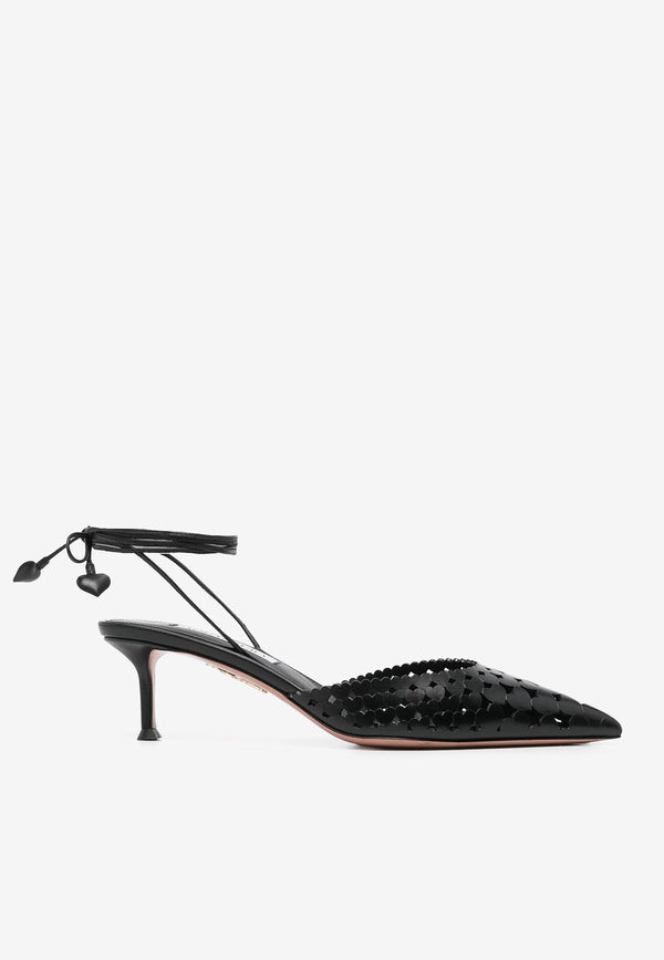 Aquazzura Amourose 50 Leather Pumps AMSMIDP0-PTN000 BLACK