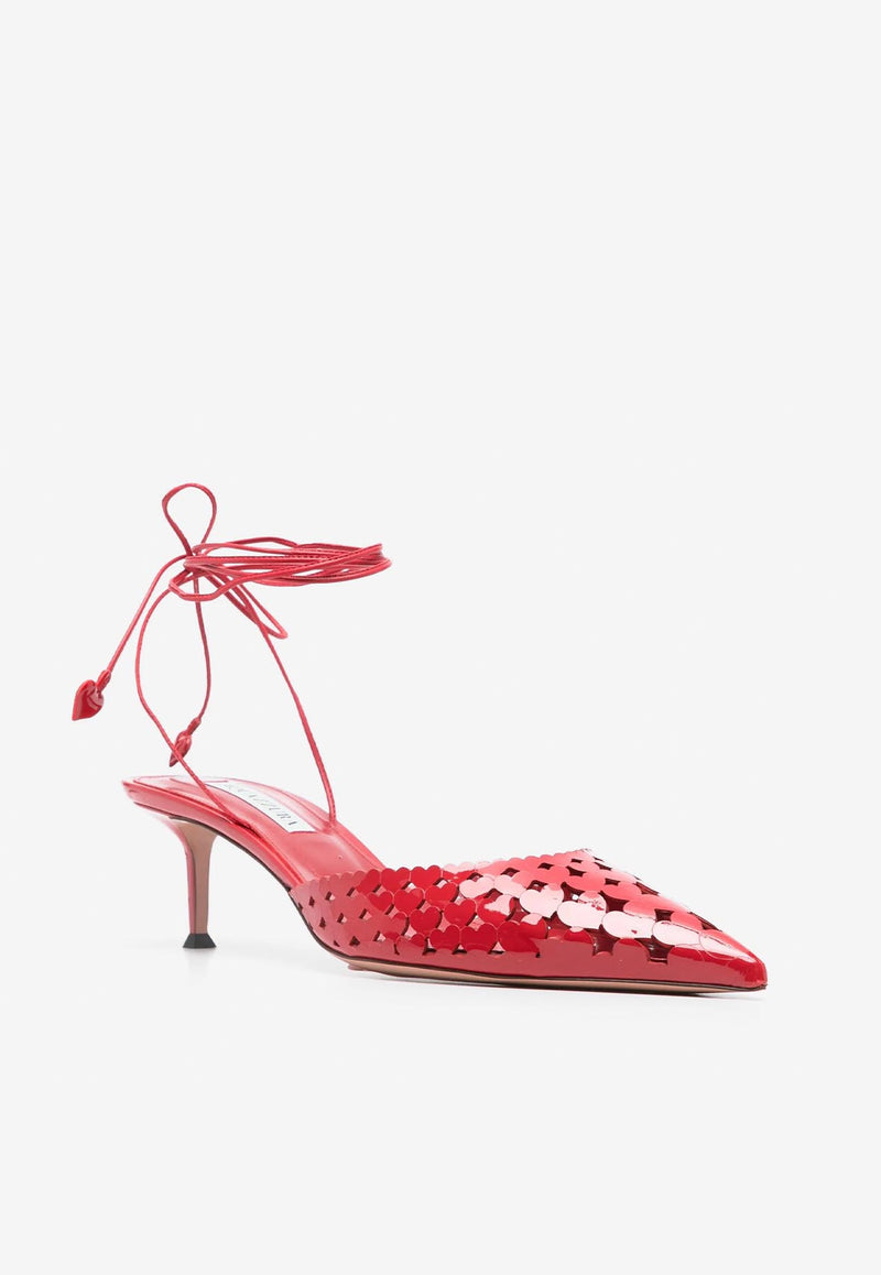 Aquazzura Amourose 50 Leather Openwork Pumps AMSMIDP0-PTNF00 LIPSTICK