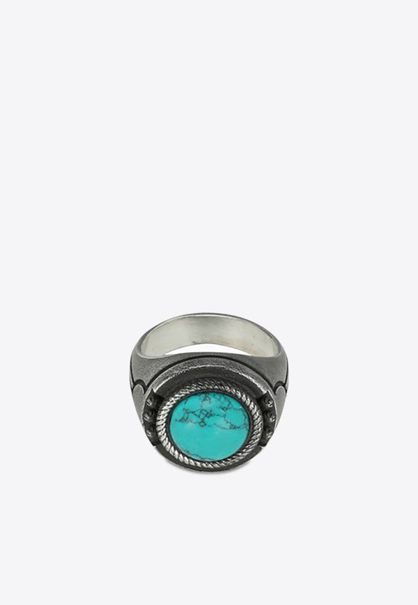 Nove25 Turquoise Geometric Frieze Chevalier Ring ANE00382BR/1_NOV25-TU