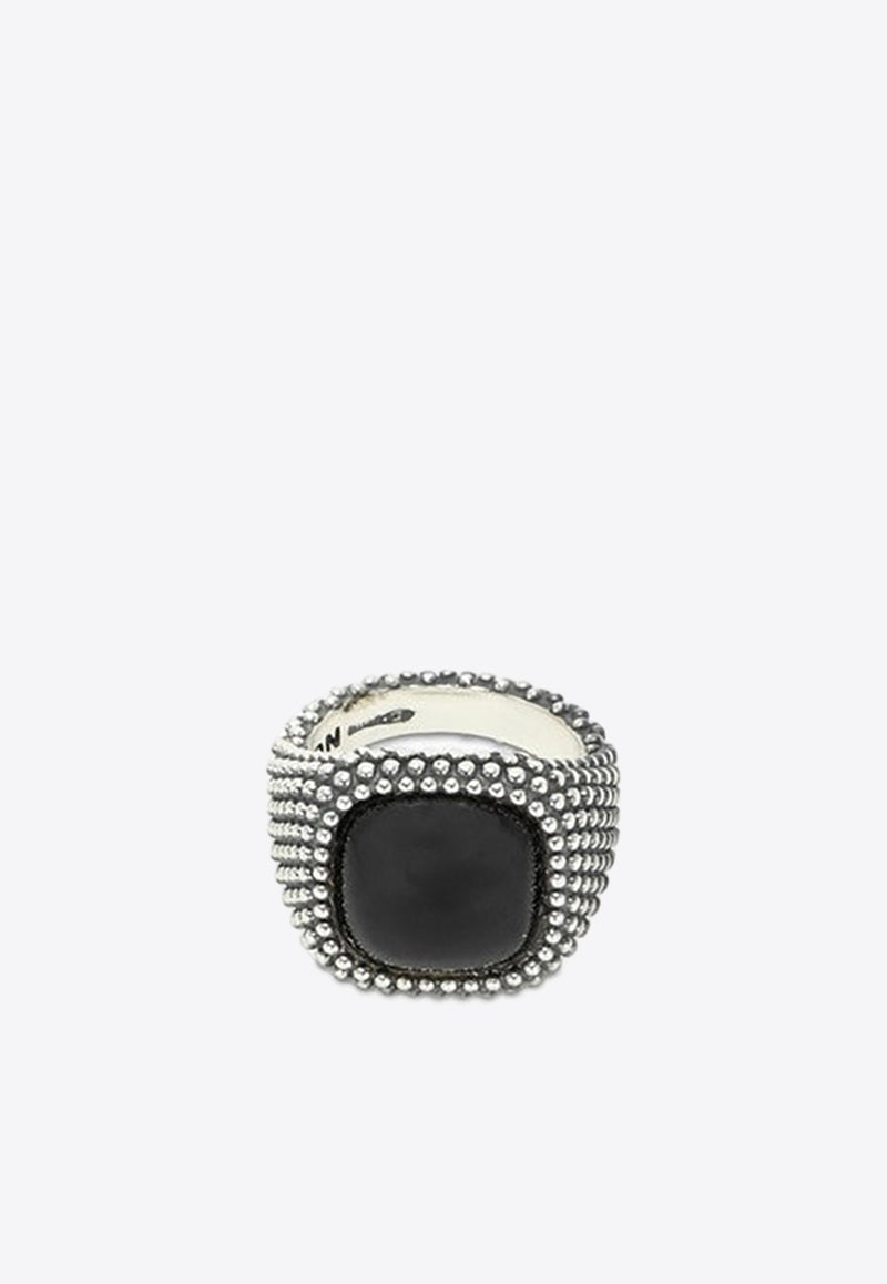 Nove25 Onyx Stone Square Chevalier Ring ANEPQ073BR/1_NOV25-ON