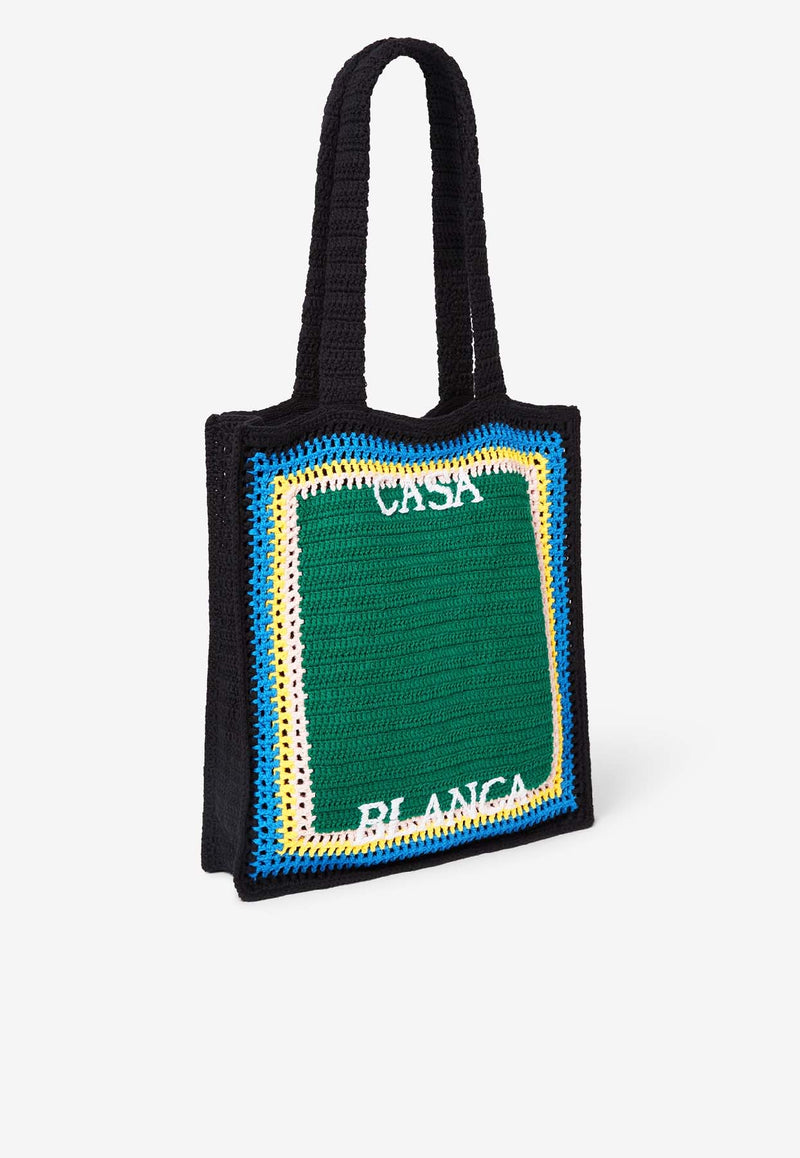 Casablanca Crochet Knit Tote Bag Green APF25BAG14001_GREEN