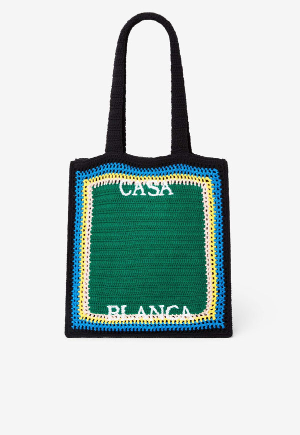 Casablanca Crochet Knit Tote Bag Green APF25BAG14001_GREEN