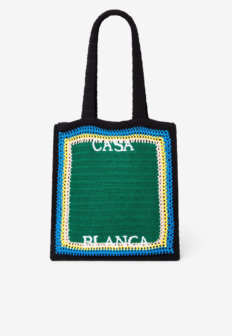 Casablanca Crochet Knit Tote Bag Green APF25BAG14001_GREEN