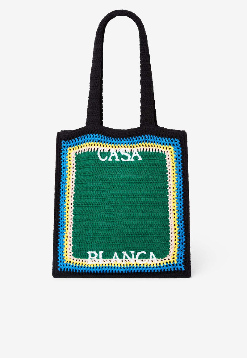 Casablanca Crochet Knit Tote Bag Green APF25BAG14001_GREEN