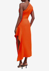Acler Eddington One-Shoulder Midi Dress Orange