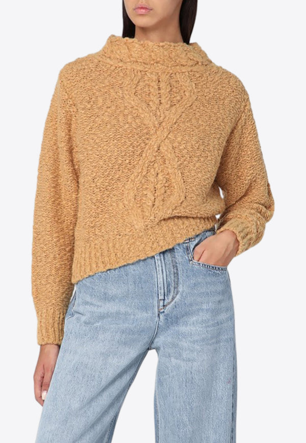 Isabel Marant Romane Cable Knit Alpaca Sweater Caramel APU0694FAC3L07I/R_ISAMA-50CA