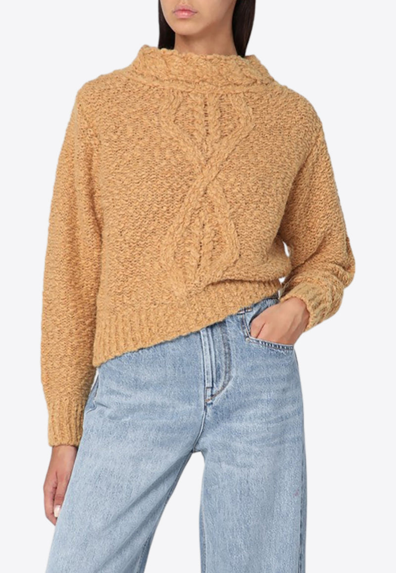Isabel Marant Romane Cable Knit Alpaca Sweater Caramel APU0694FAC3L07I/R_ISAMA-50CA