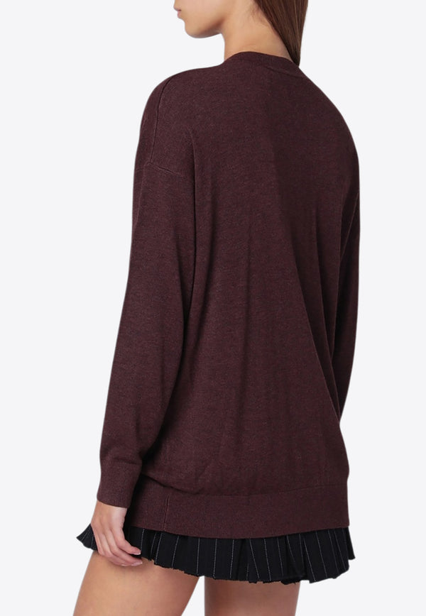 Isabel Marant Cosima V-neck Sweater Burgundy APU0717FAB1L05I/R_ISAMA-80BY