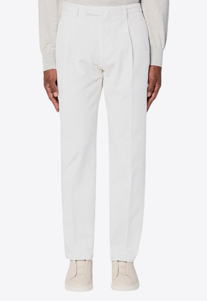 Santaniello Straight-Leg Corduroy Pants White ARECHIDS3421/P_SANTA-01