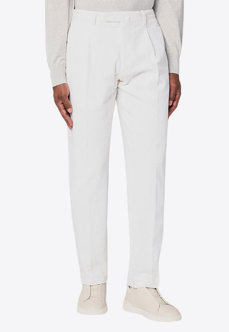 Santaniello Straight-Leg Corduroy Pants White ARECHIDS3421/P_SANTA-01