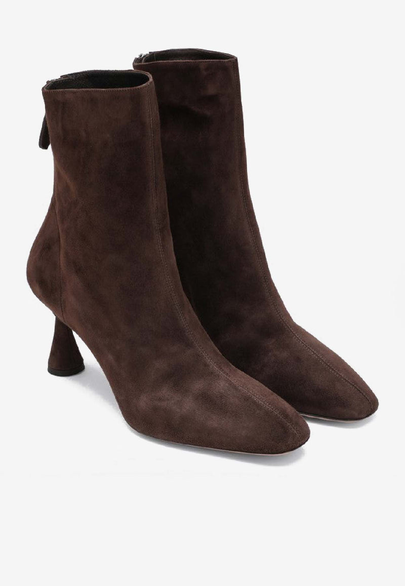 Aquazzura Amore 75 Suede Ankle Boots Brown AREMIDB0SUE/R_AQUA-880