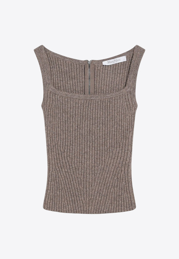 Max Mara Aretusa Ribbed Knit Tank Top Beige ARETUSA1234WO/R_MAXM-002