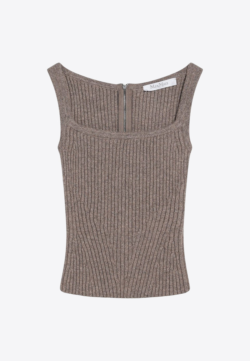 Max Mara Aretusa Ribbed Knit Tank Top Beige ARETUSA1234WO/R_MAXM-002