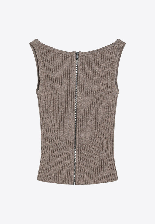 Max Mara Aretusa Ribbed Knit Tank Top Beige ARETUSA1234WO/R_MAXM-002