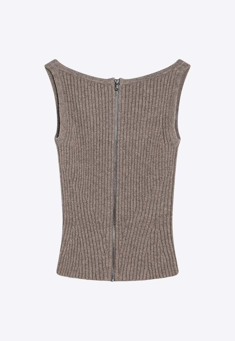 Max Mara Aretusa Ribbed Knit Tank Top Beige ARETUSA1234WO/R_MAXM-002