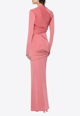 Paris Georgia Aria Knitted Maxi Dress with Ruching Plum ARIAD002-PLM_PLUM