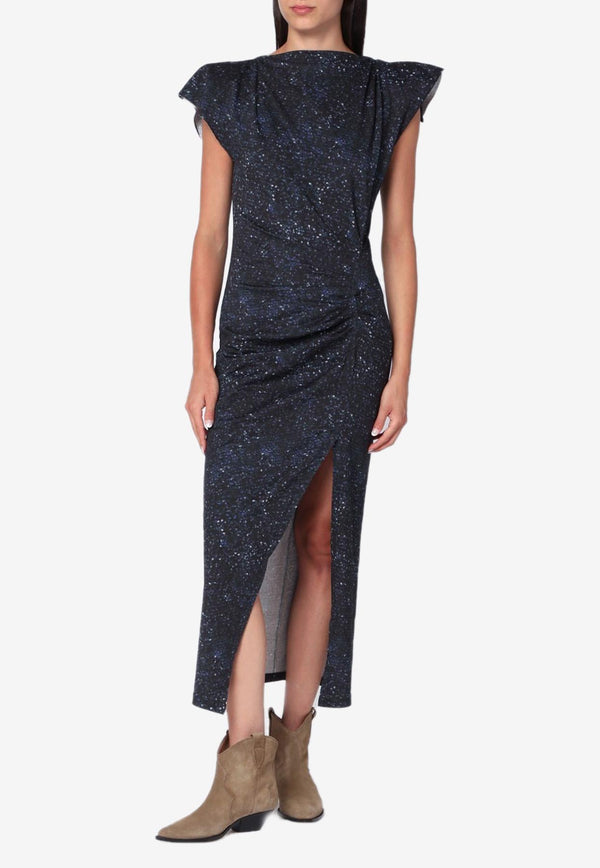 Isabel Marant Nadela Glittered Midi Dress Midnight Blue ARO0307FAC3N03I/R_ISAMA-30FN