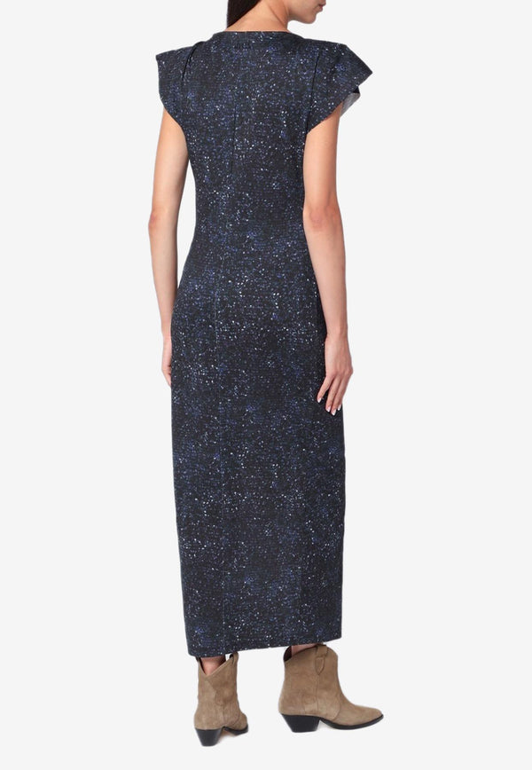 Isabel Marant Nadela Glittered Midi Dress Midnight Blue ARO0307FAC3N03I/R_ISAMA-30FN