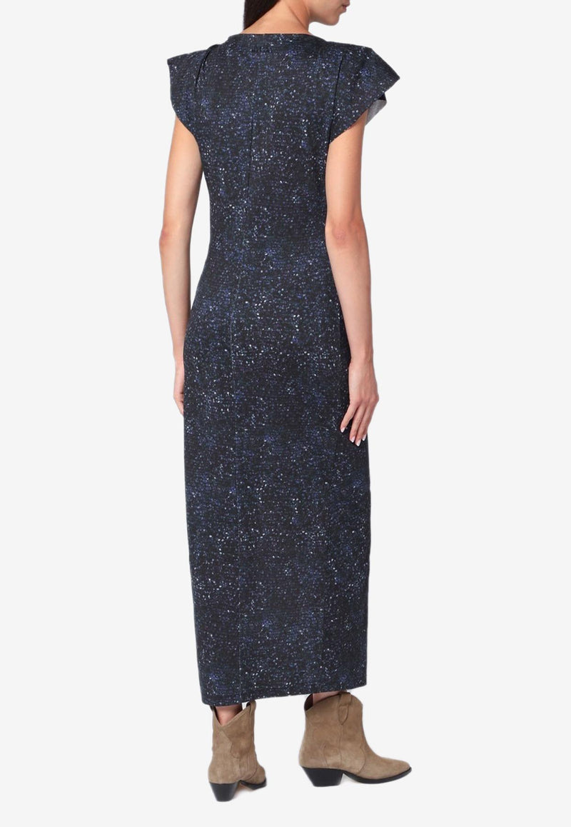 Isabel Marant Nadela Glittered Midi Dress Midnight Blue ARO0307FAC3N03I/R_ISAMA-30FN