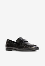 BLACK SUEDE STUDIO Arrow Crinkled Leather Classic Loafers Black ARROW_BLACK