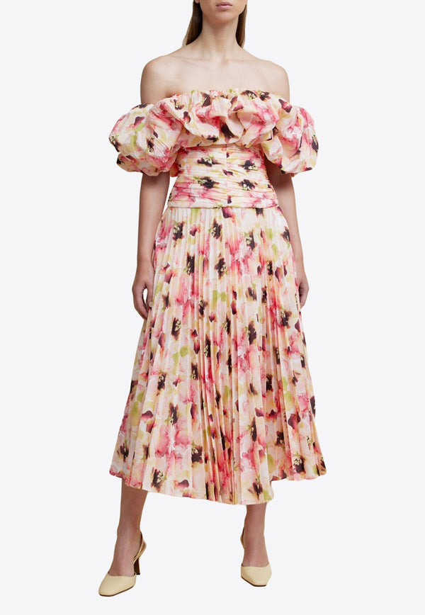 Acler Arahura Off-Shoulder Floral Midi Dress AS2307001D-PRT-DIPPEDFLORAL