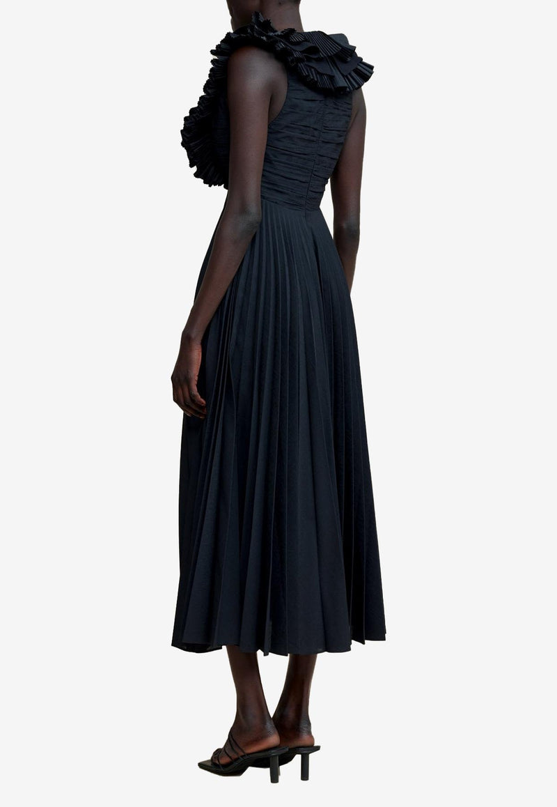 Acler Elsher Pleated Midi Dress AS2307006D-BLACKBLACK