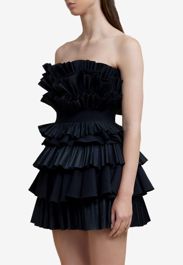 Acler Elsher Pleated Ruffle Mini Dress AS2307100D-BLACKBLACK