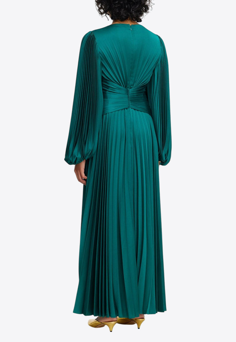 Acler Norseman Pleated Satin Maxi Dress Green AS2307110D-D1-F1-MYRTLEGREENGREEN