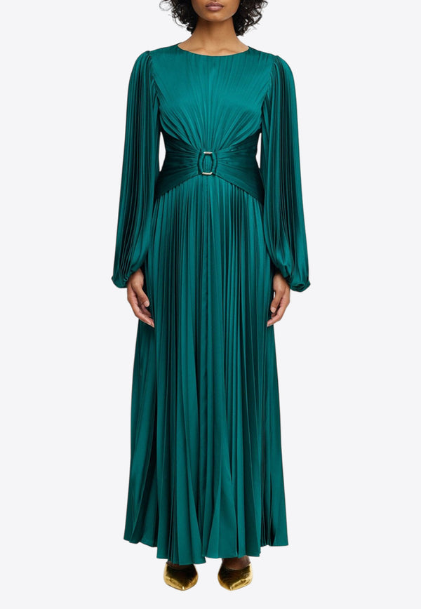 Acler Norseman Pleated Satin Maxi Dress Green AS2307110D-D1-F1-MYRTLEGREENGREEN