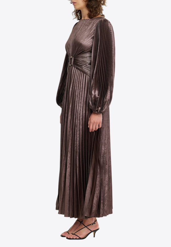 Acler Norseman Pleated Satin Maxi Dress Brown AS2307110D-D1-F2-COFFEEMETALLICBROWN