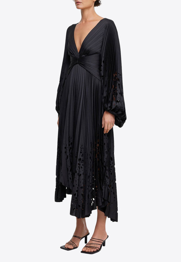Acler Barlow Plisse Midi Dress AS2401043D-BLACKBLACK