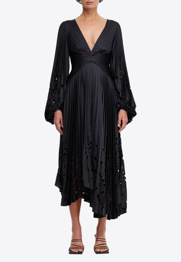 Acler Barlow Plisse Midi Dress AS2401043D-BLACKBLACK