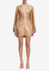 Acler Rothbury Pleated Mini Dress AS2404086D-F2-CARAMELMETALLICGOLD