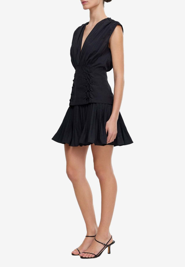 Acler Seabrook Pleated Mini Dress AS2404209D-BLACKBLACK