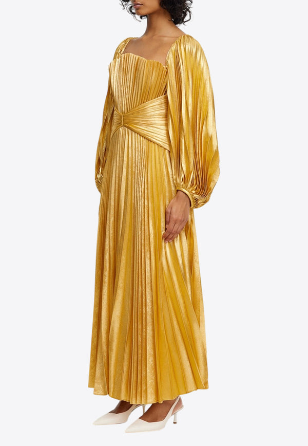 Acler Elbridge Plisse Maxi Dress Gold AS2407122D-HONEYGOLD METALLICGOLD