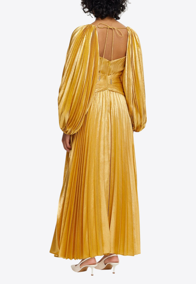 Acler Elbridge Plisse Maxi Dress Gold AS2407122D-HONEYGOLD METALLICGOLD