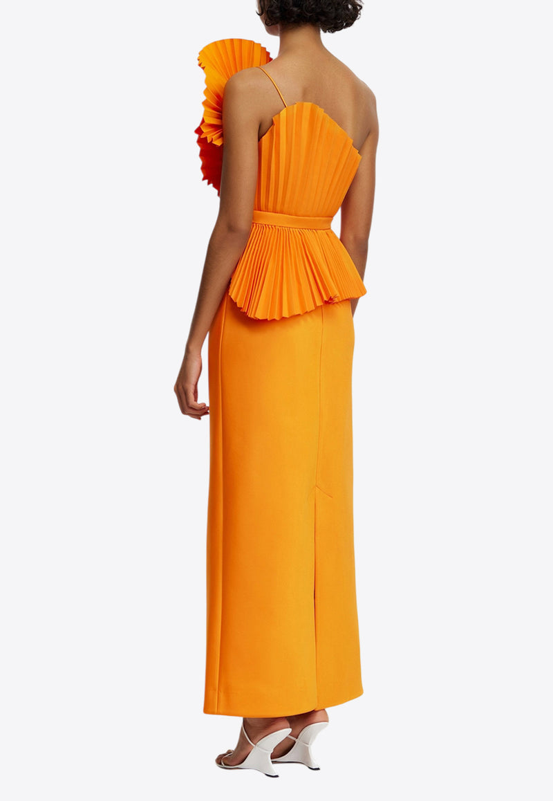 Acler Abbotsford One-Shoulder Pleated Tops Orange AS2407172T-NEONTANGERINEORANGE