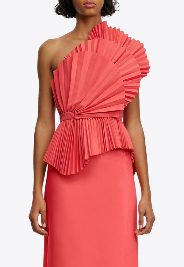 Acler Abbotsford One-Shoulder Pleated Tops Pink AS2407172T-ROSEWOODFUCHSIA