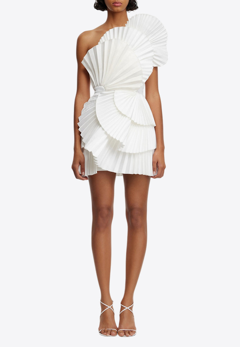 Acler Abbotsford One-Shoulder Pleated Mini Dress White AS2407173D-IVORYIVORY