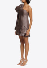 Acler Dartmoor One-Shoulder Mini Dress Brown AS2407208D-COFFEEMETALLICBROWN