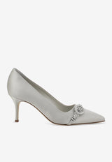 Manolo Blahnik Asapump 70 Crystal-Embellished Satin Pumps ASAPUMP 70 GREY 0334 1928-0006 Gray