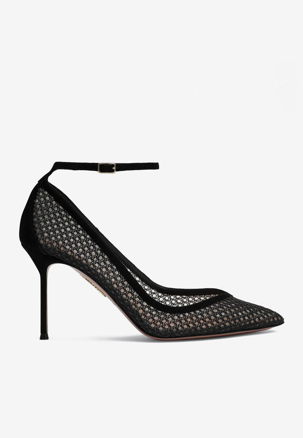 Aquazzura Asha 80 Mesh Pumps ASHMIDP0-MWD000 BLACK