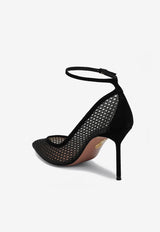 Aquazzura Asha 80 Mesh Pumps ASHMIDP0-MWD000 BLACK