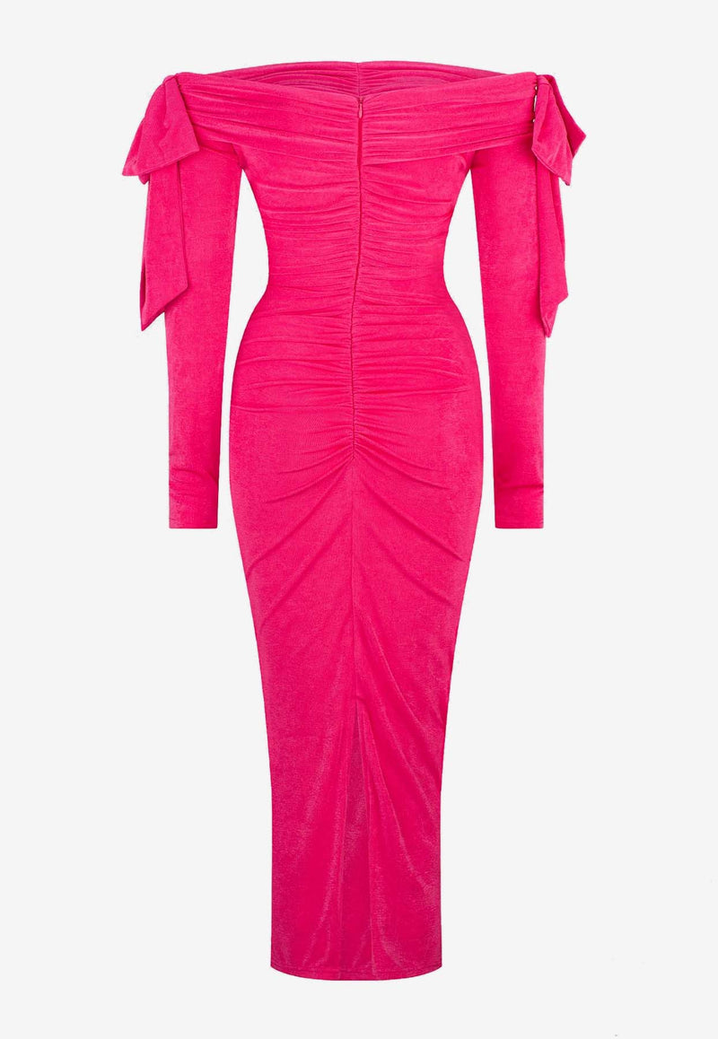 Atoir Aliah Off-Shoulder Midi Dress Pink AT230825PINK