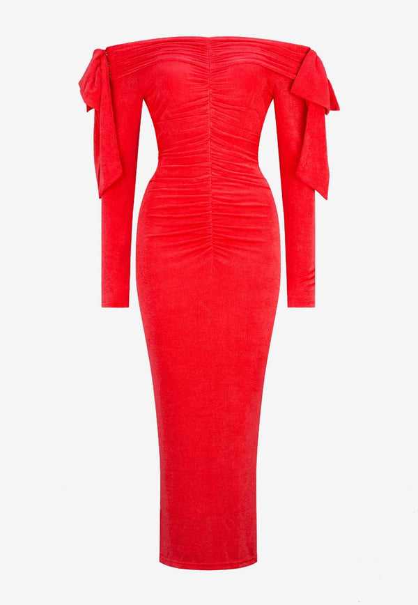 Atoir Aliah Off-Shoulder Midi Dress Red AT230825RED