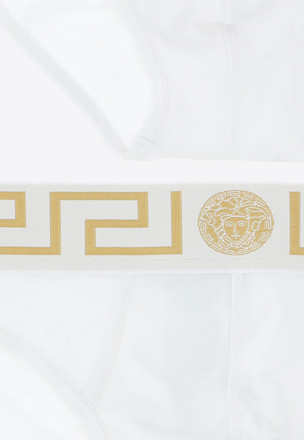Versace Greca Waistband Briefs - Set of 2 White AU10180_A232741_A81H
