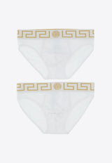 Versace Greca Waistband Briefs - Set of 2 White AU10180_A232741_A81H