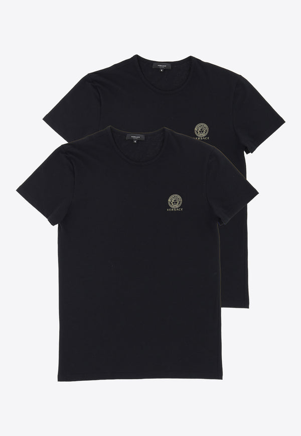 Versace Two-Pack Logo-Printed Undershirt Black AU10193-A232741-A1008