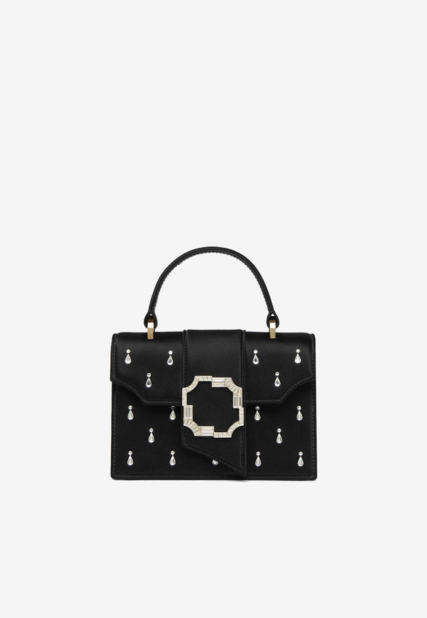 Malone Souliers Mini Audrey Crystal Embellished Top Handle Bag AUDREY MINI 49 BLACK/BLACK